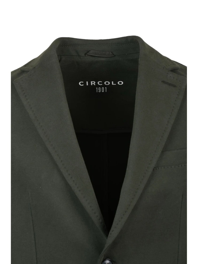 Circolo 1901 Military Green Stretch Cotton Jersey Blazer