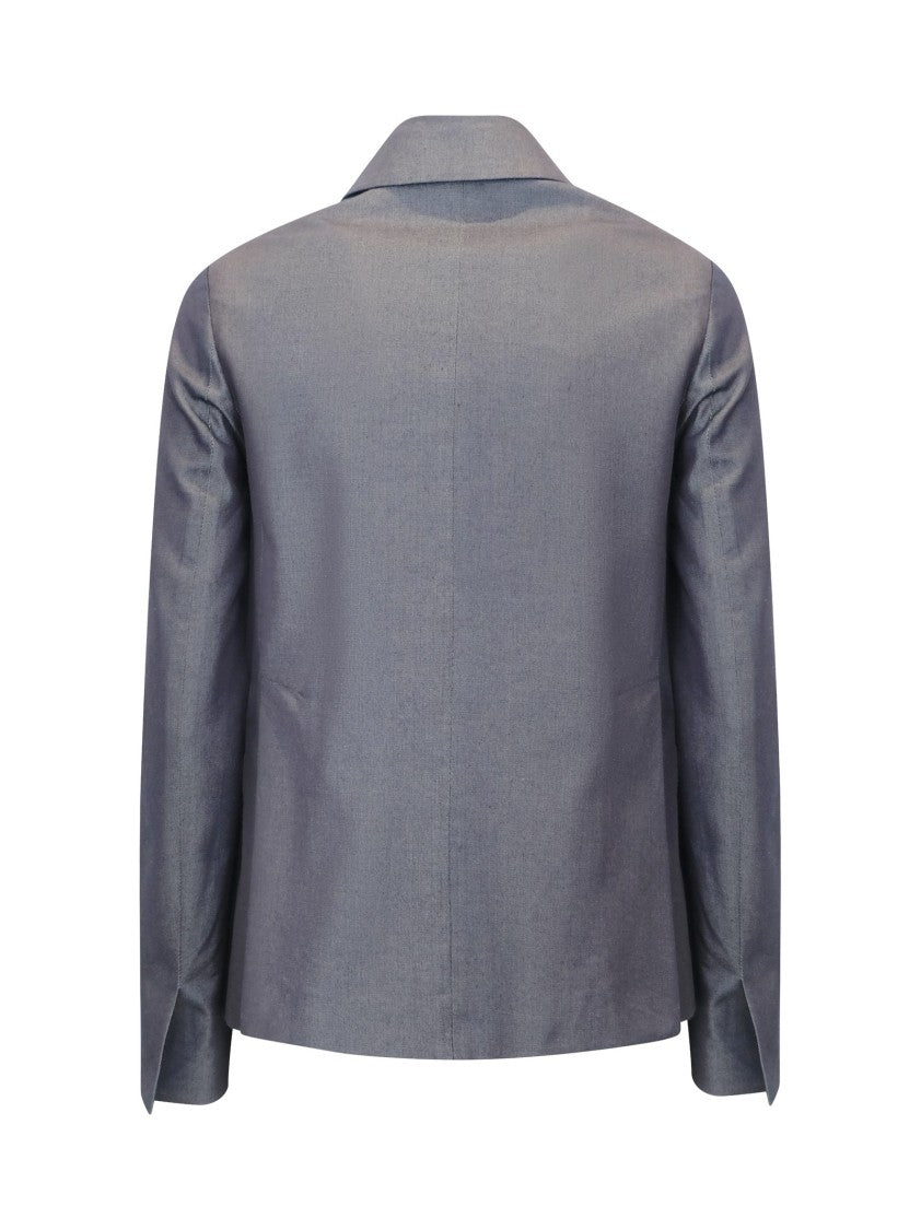 The One Navy Cotton Double-Breasted Coat