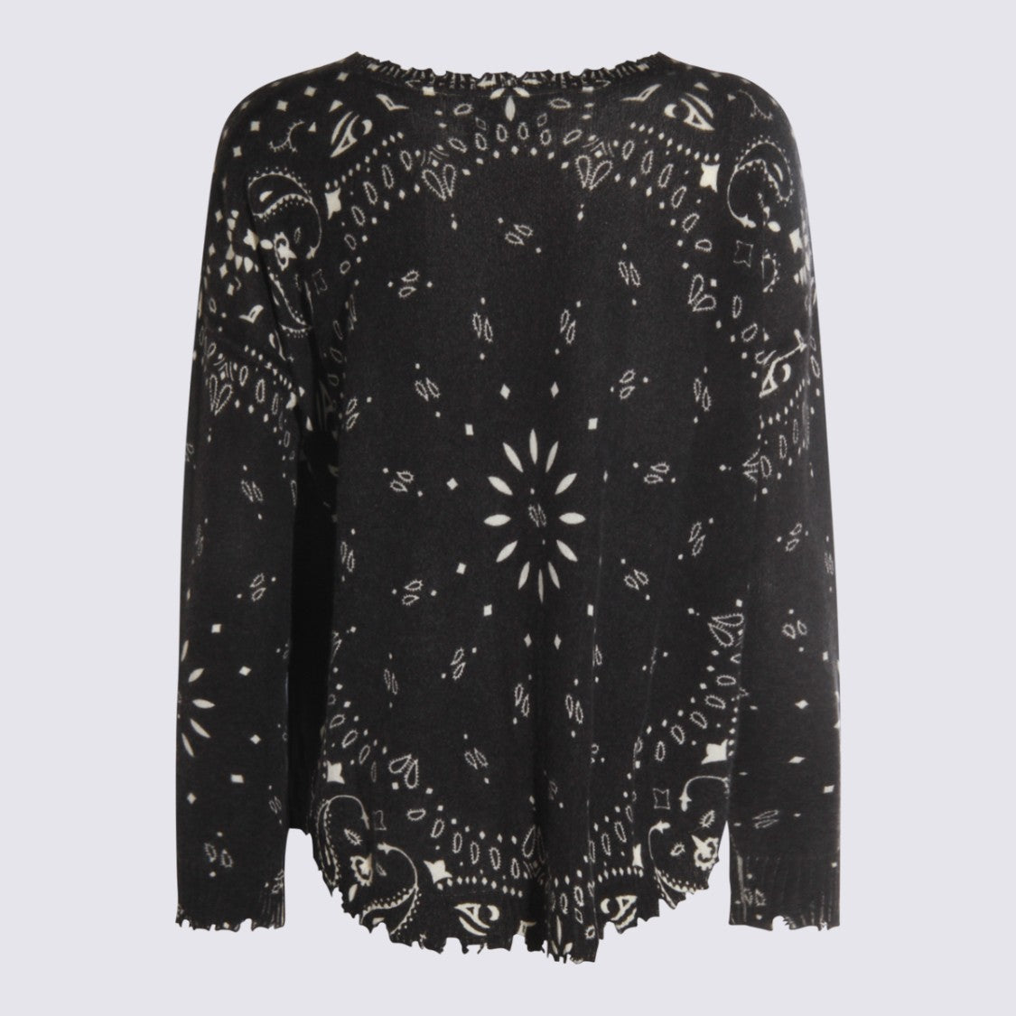 Kujten Black Sweater With Intricate Paisley And Floral Patterns