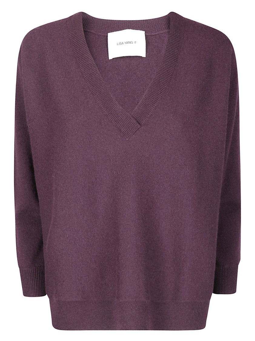 Lisa Yang Lightweight Cashmere Sweater With Contrast Trim And Oversized Fit