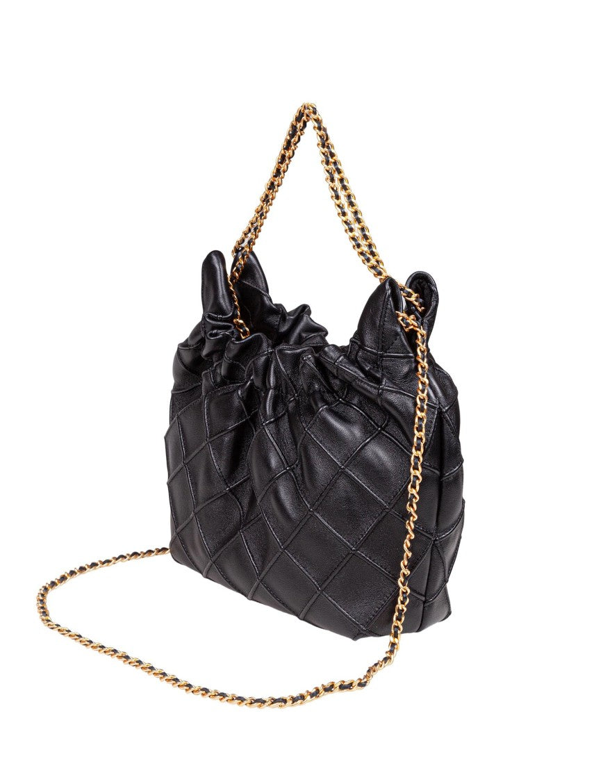 Tory Burch Black Fleming Mini Hobo Leather Bag