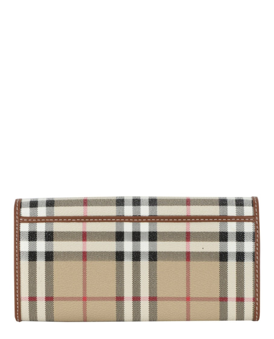 Burberry Checked Saffiano Leather Wallet With Gold-Tone Hardware