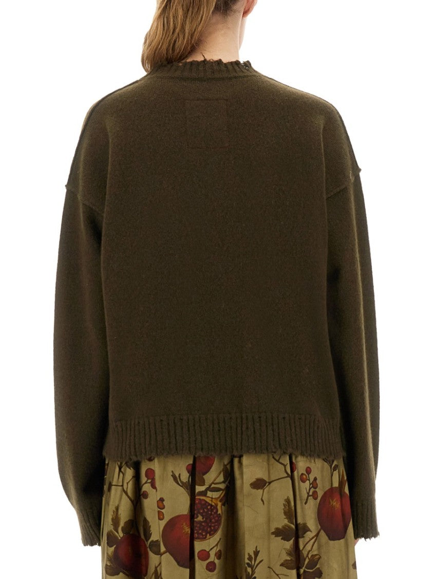 Uma Wang Boxy Cashmere Sweater With Frayed Edge Detail