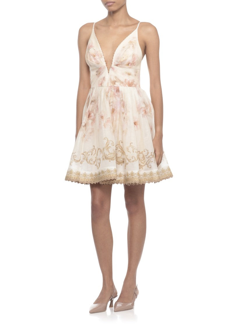 Zimmermann Pink Linen And Silk Dress