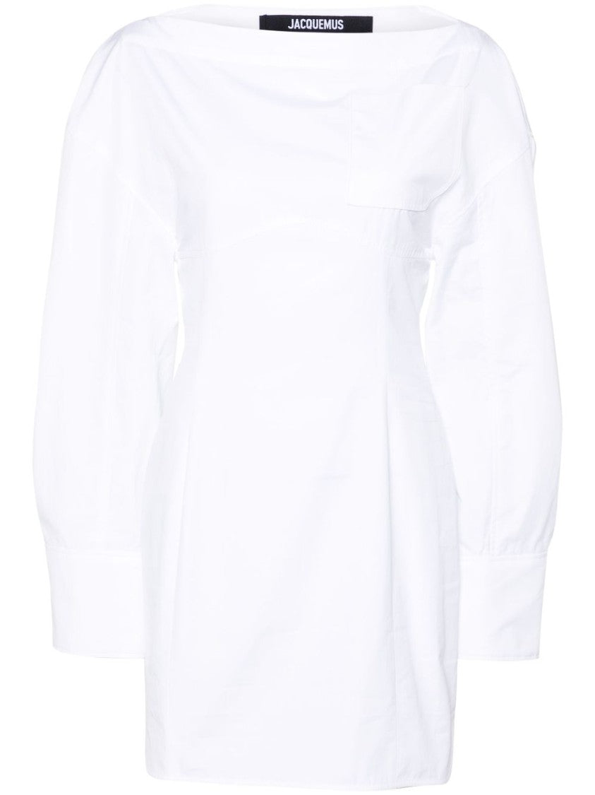 Jacquemus Off-The-Shoulder Mini Chemise Dress