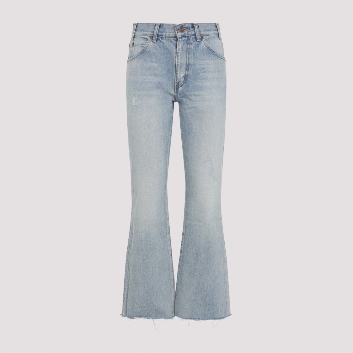 Celine Mid-Rise Flared Jeans In Washed Light Blue Denim