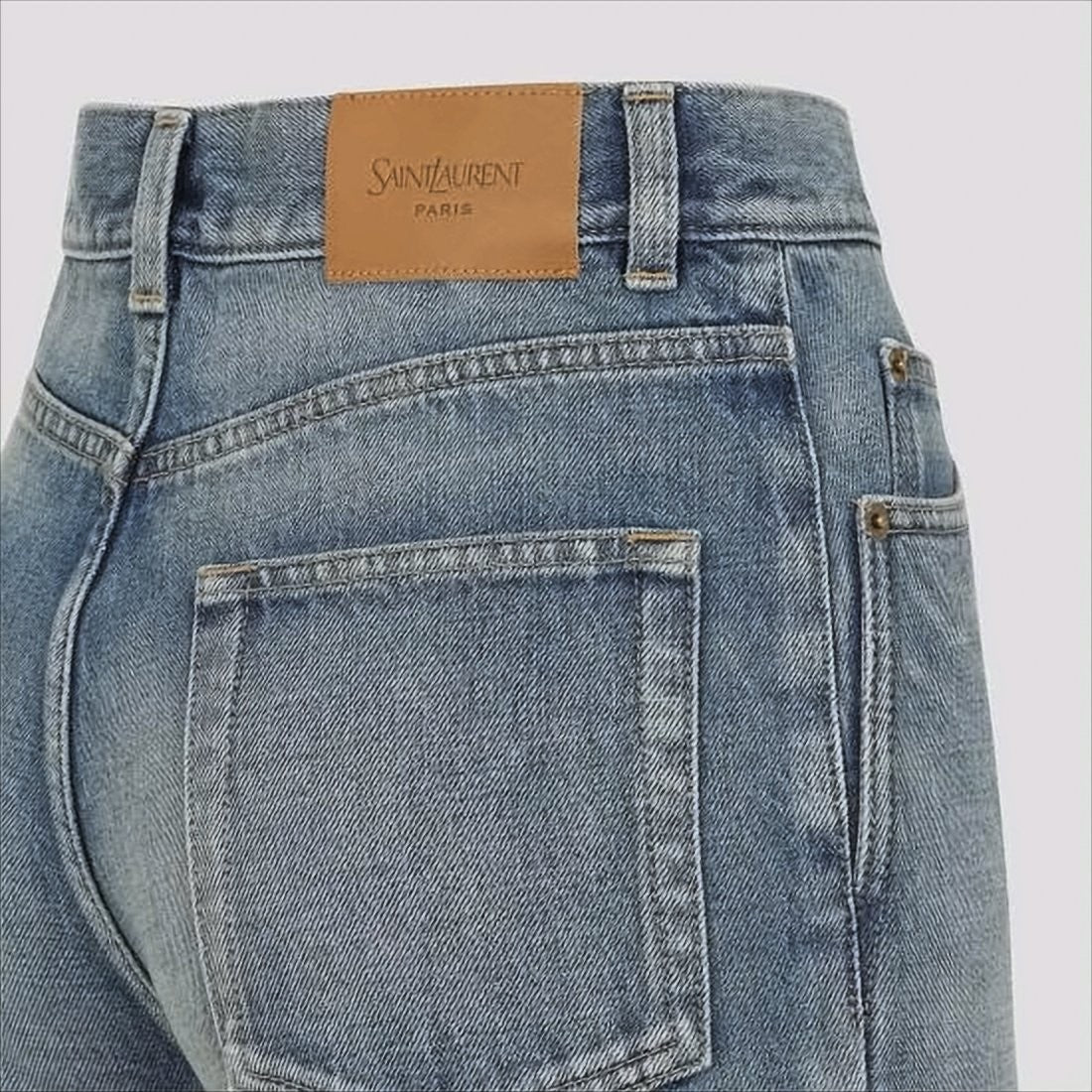 Saint Laurent High-Waisted Flared Denim Pants With Vintage Wash