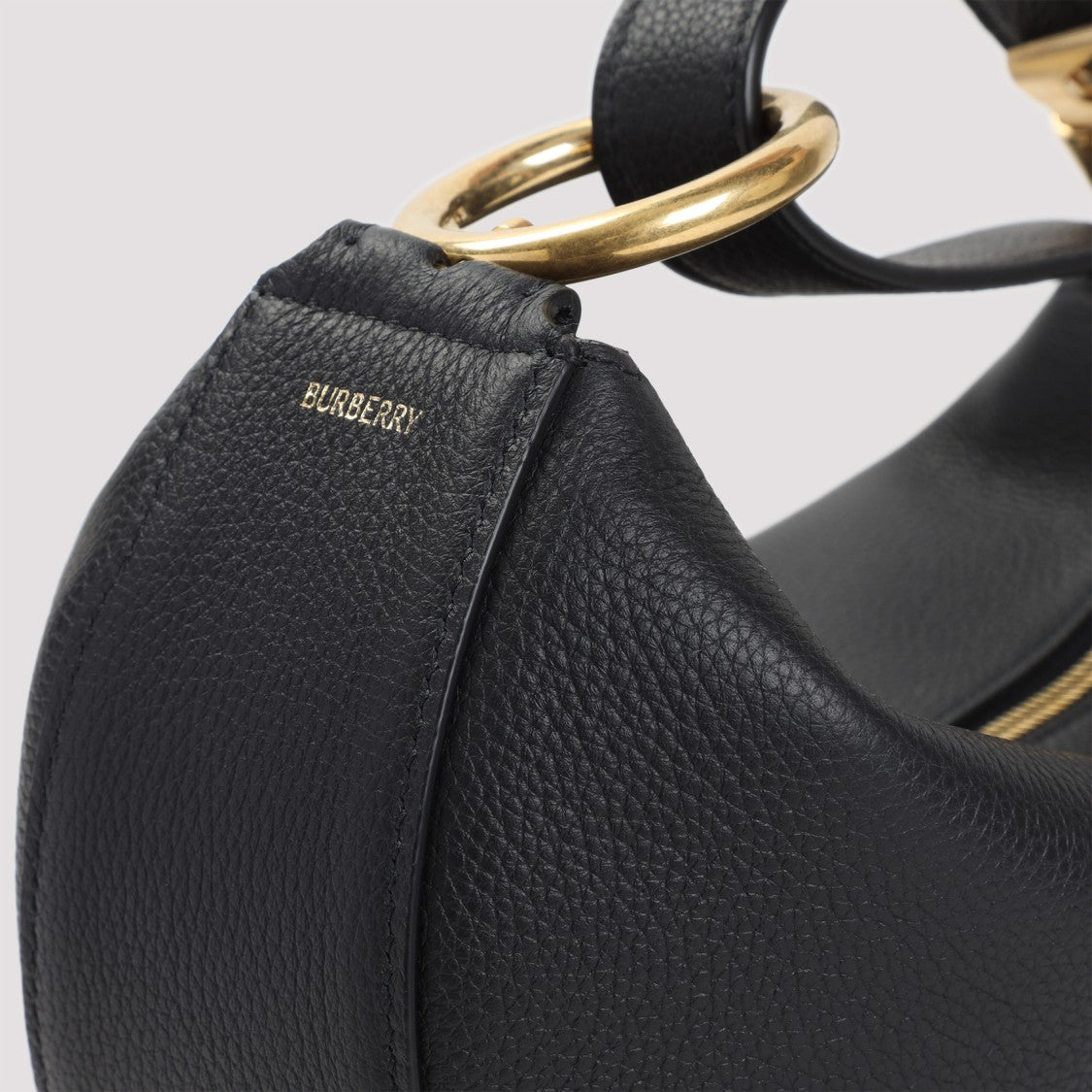 Burberry Crescent-Shaped Black Leather Shoulder Bag