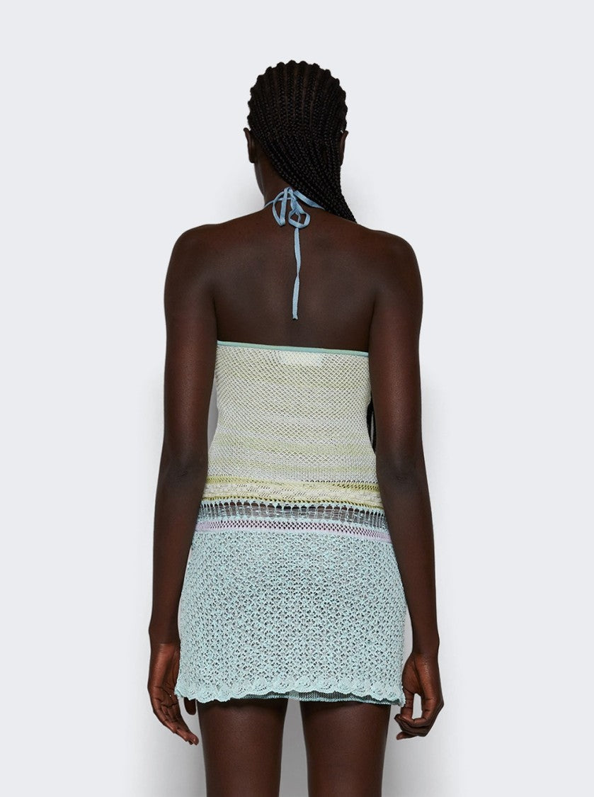 Roberta Einer Jasmine Sheer Knit Mini Dress Teal