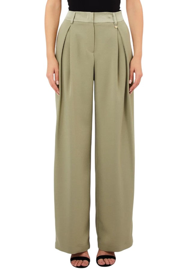 Liu Jo Crepe Fabric Satin Waistband Palazzo Trousers