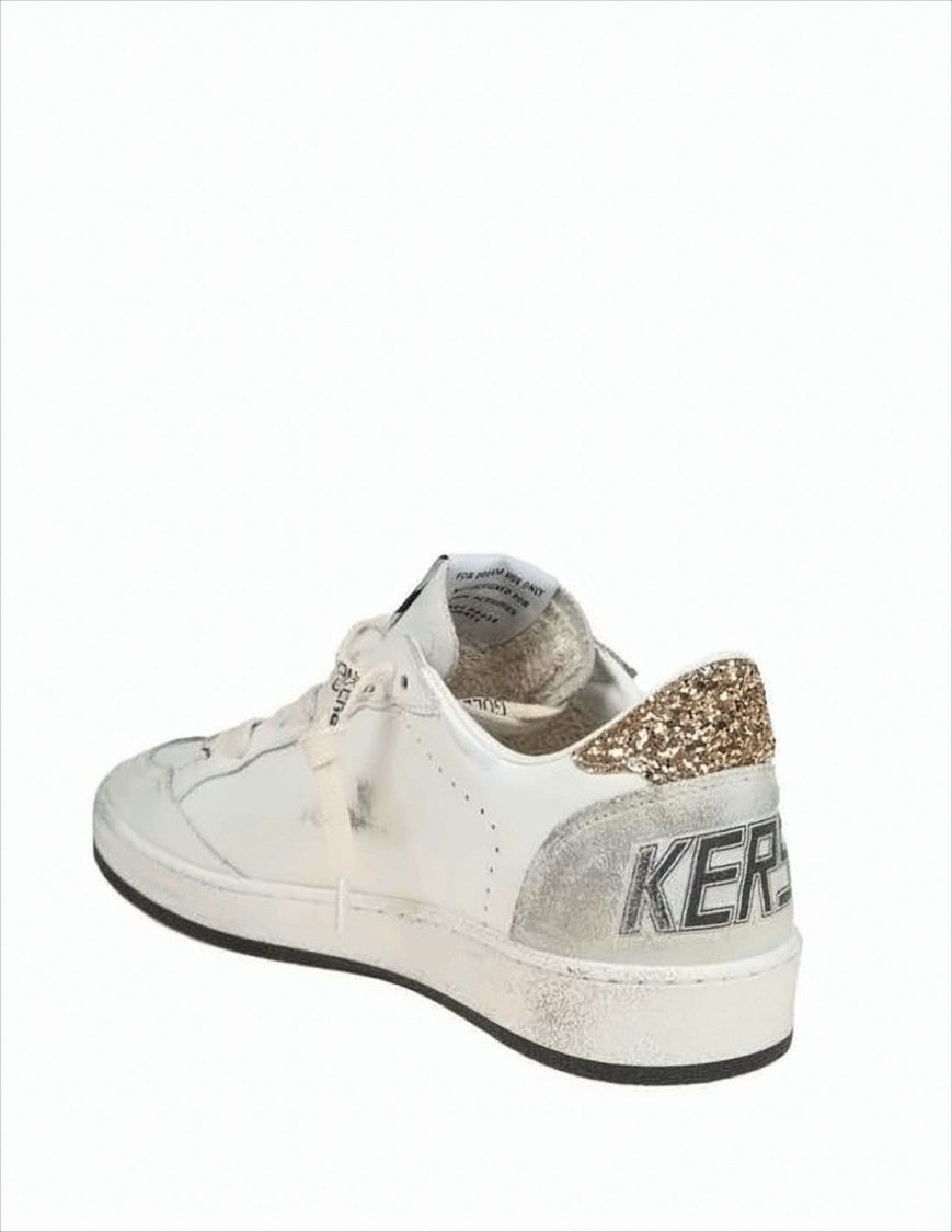 Golden Goose Distressed White Low-Top Sneakers With Black Star