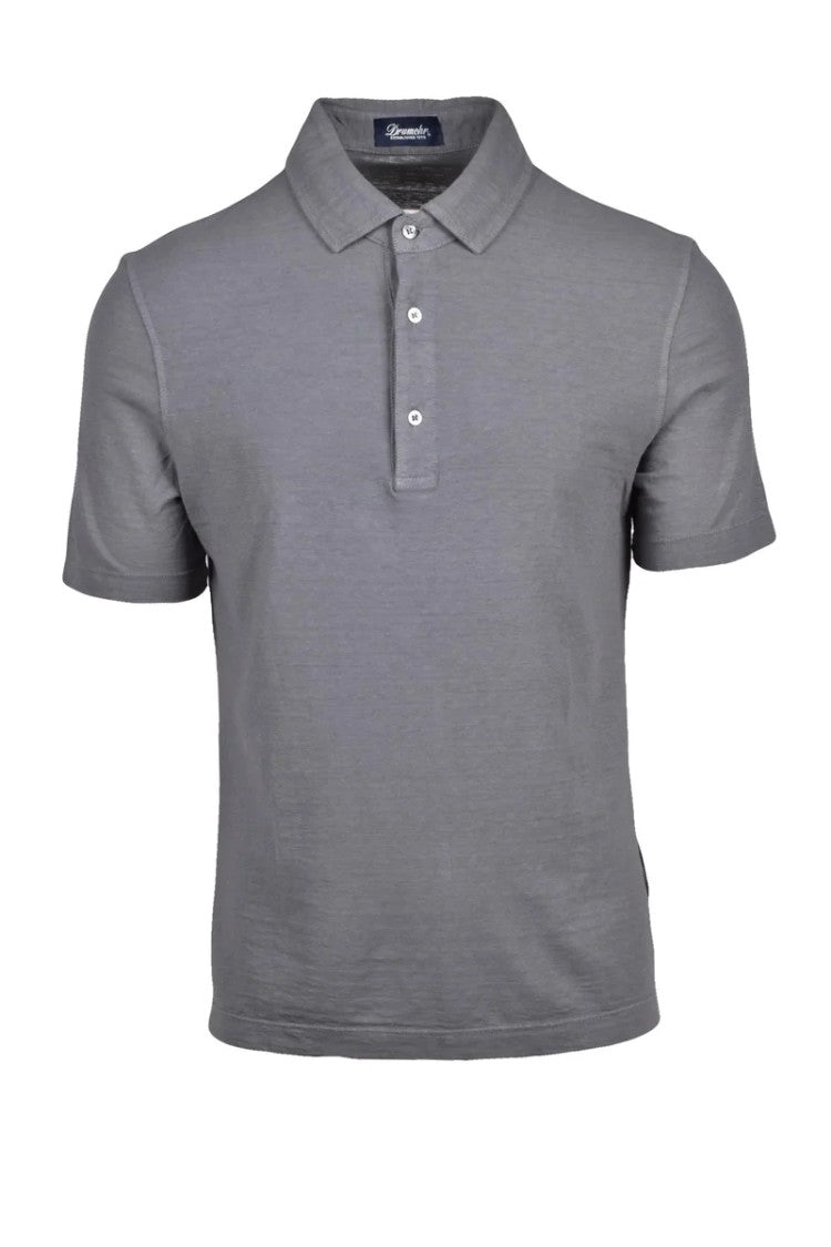 Drumohr Stone Cotton Linen Polo