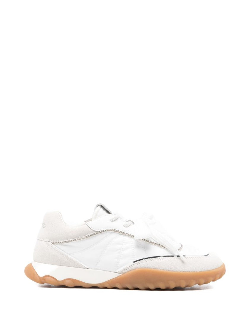 Pinko White Sneakers With Smooth And Textured Panels