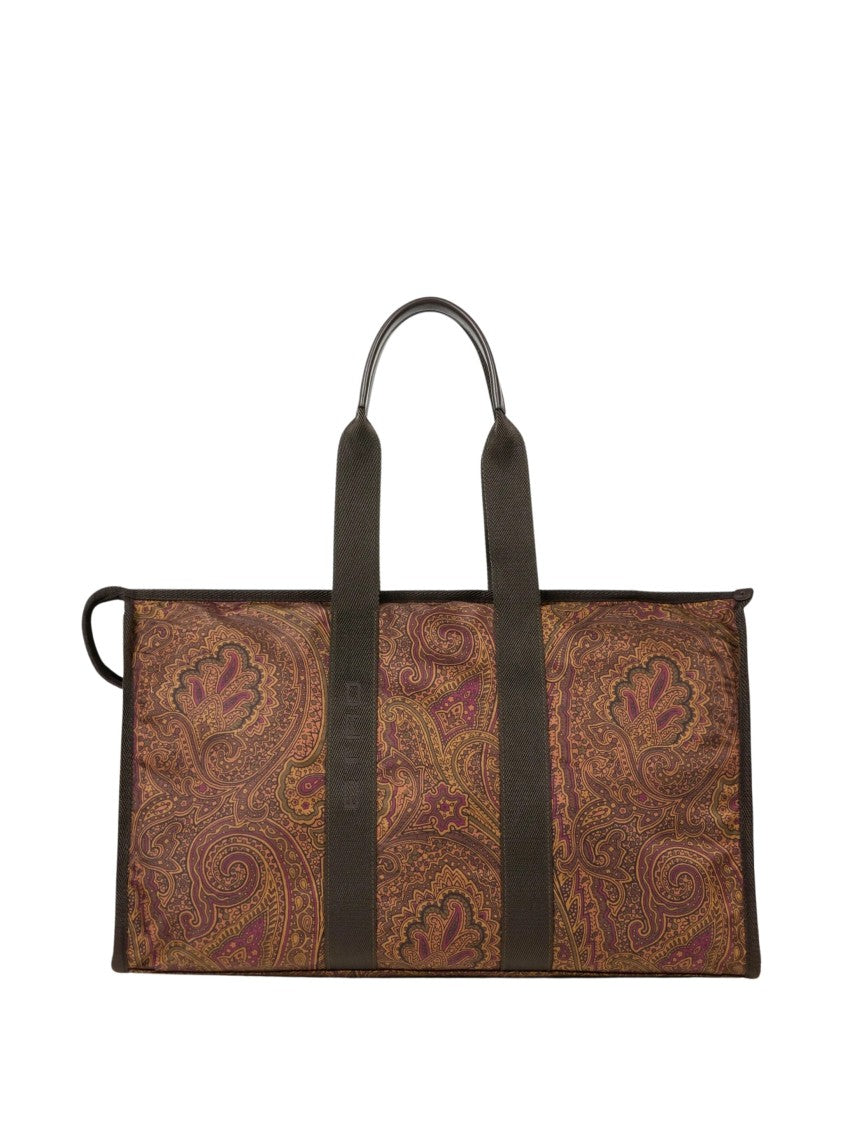 Etro Paisley Print Nylon Luggage With Top Handles And Zip Closure