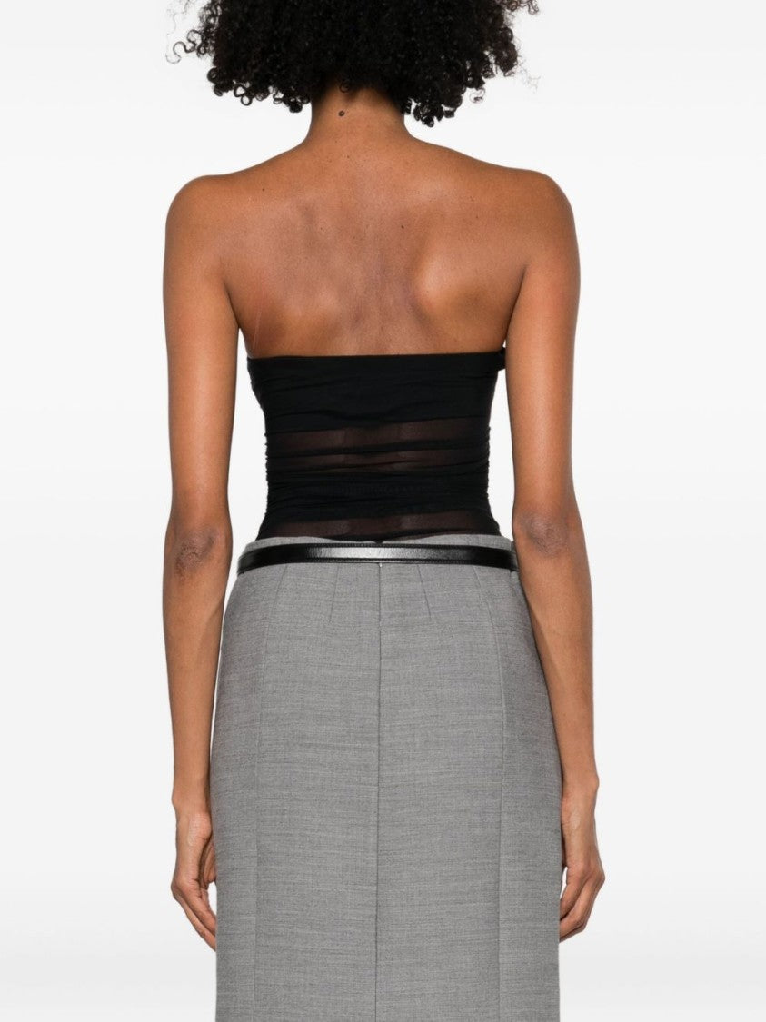 Amazuin Ruched Black Bodysuit