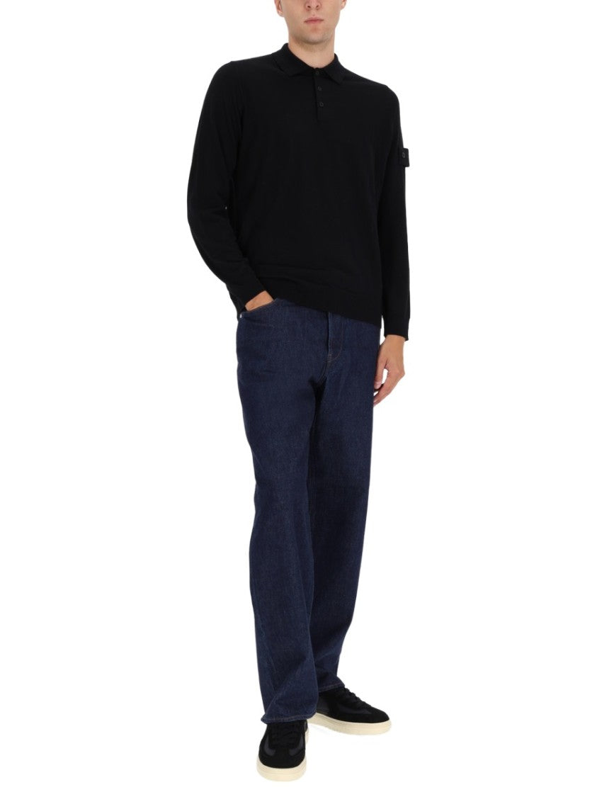 Stone Island Indigo Blue Denim Trousers With Wide-Leg Fit