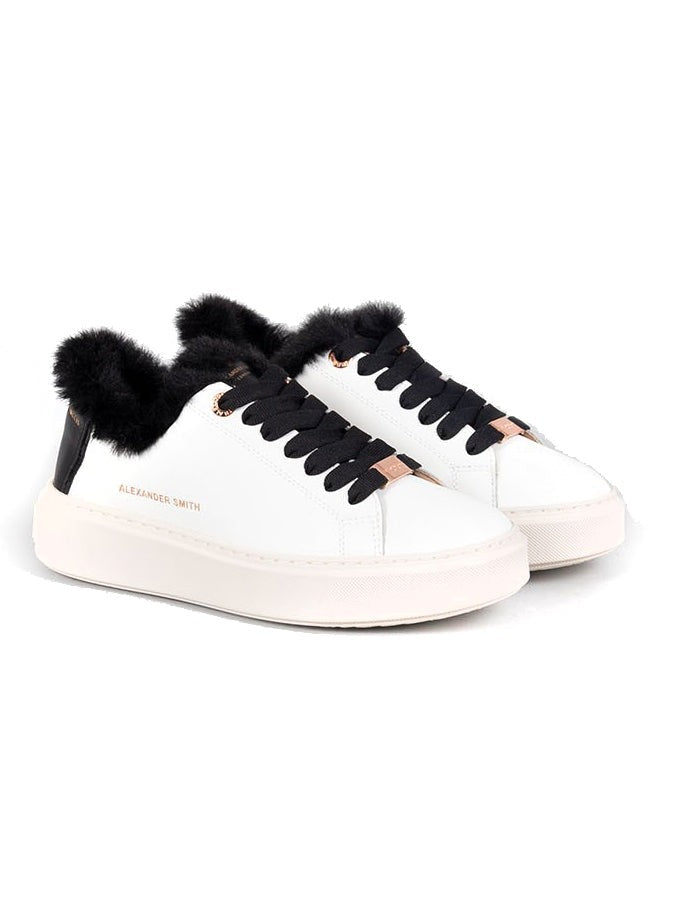 Alexander Smith Casual Trainers With Distinctive Black Fur Trim