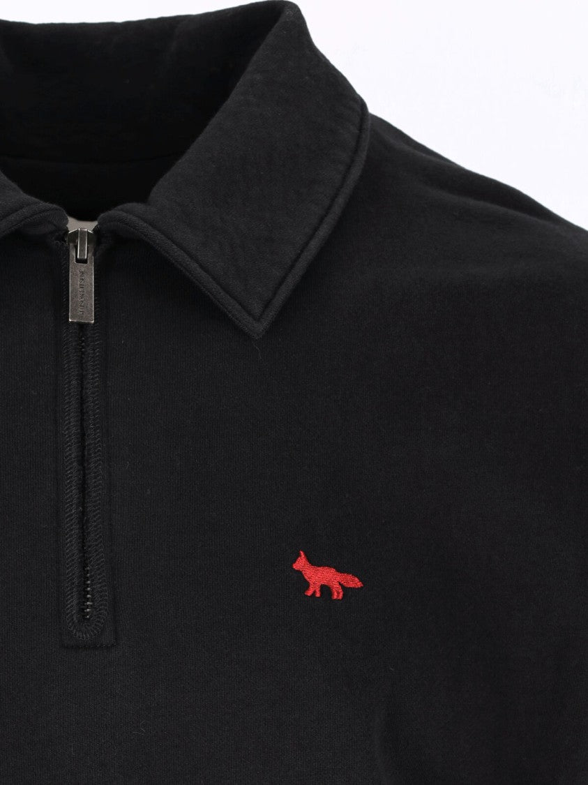 Maison Kitsuné Profile Fox Classic Collar Half-Zip Organic Cotton Pullover