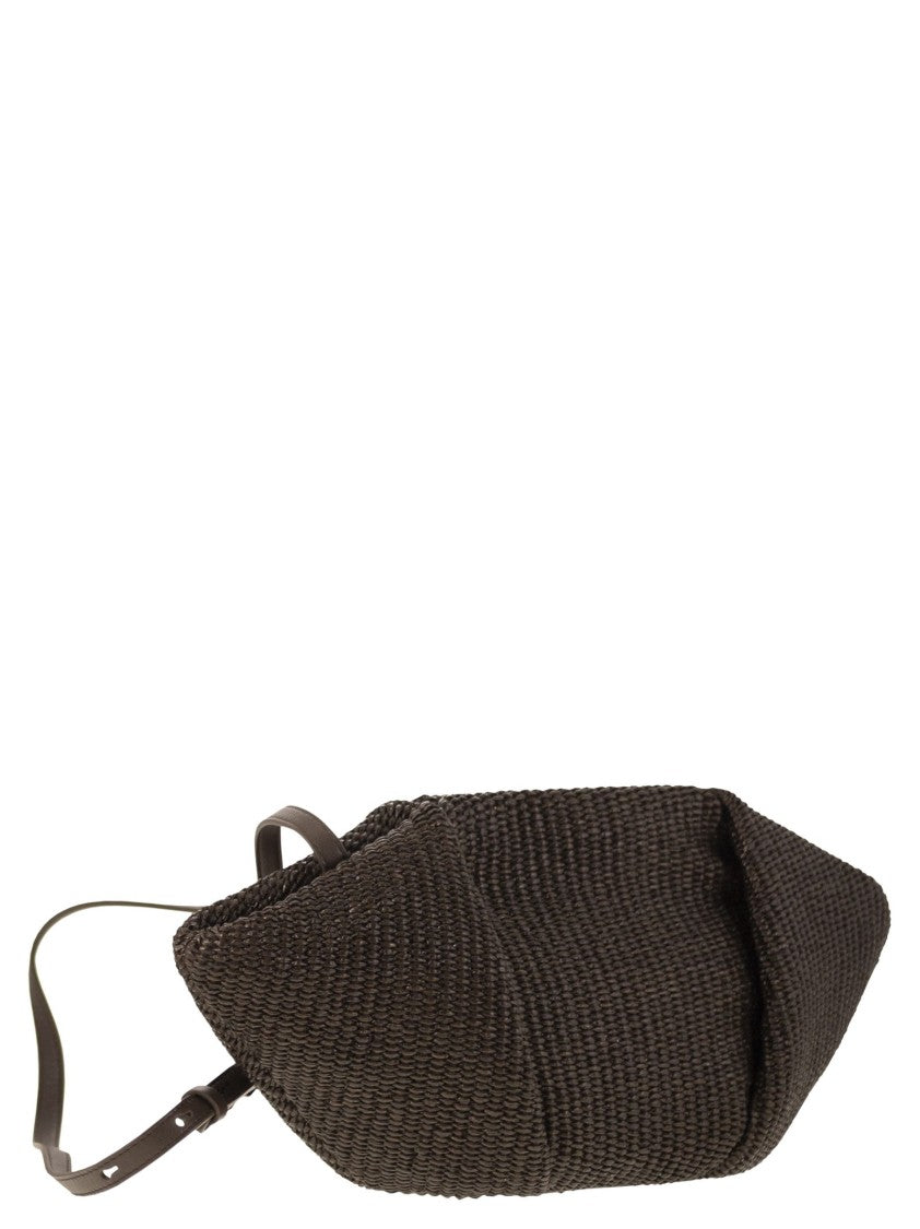Brunello Cucinelli Marina Pouch Bag In Techno Cotton Raffia