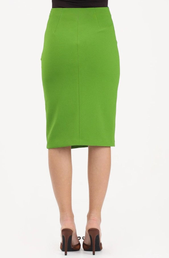 Elisabetta Franchi Double Stretch Crepe Side Slit Skirt