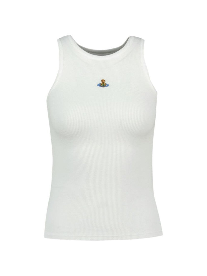Vivienne Westwood Ribbed White Cotton Tank Top