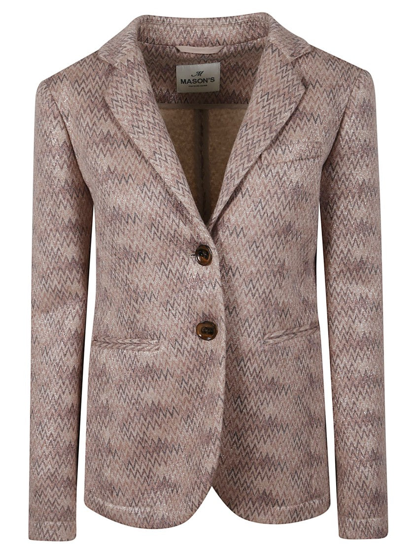 Mason's Beige Tailored Jacket With Zigzag Pattern