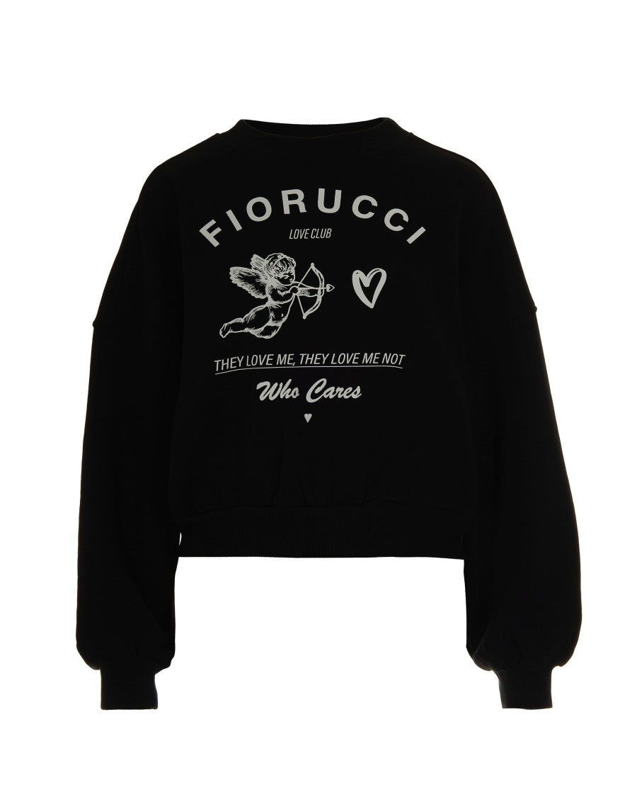 Fiorucci Crop Cupid Love Club Black Sweatshirt