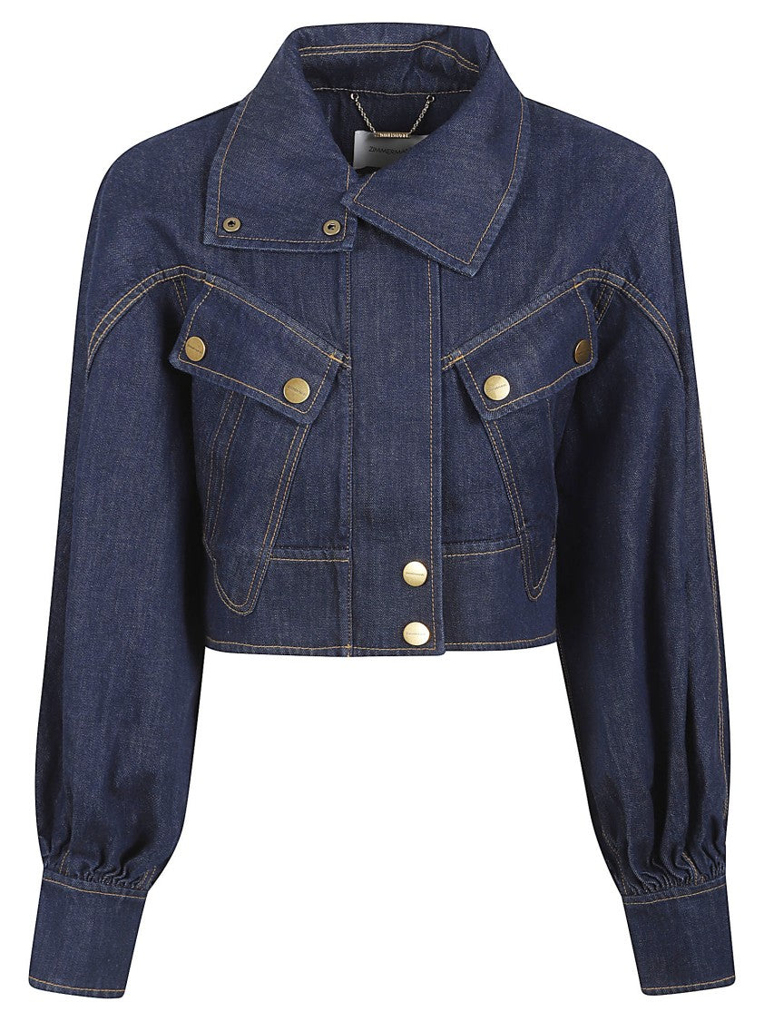 Zimmermann Cropped Denim Jacket With Structured Silhouette