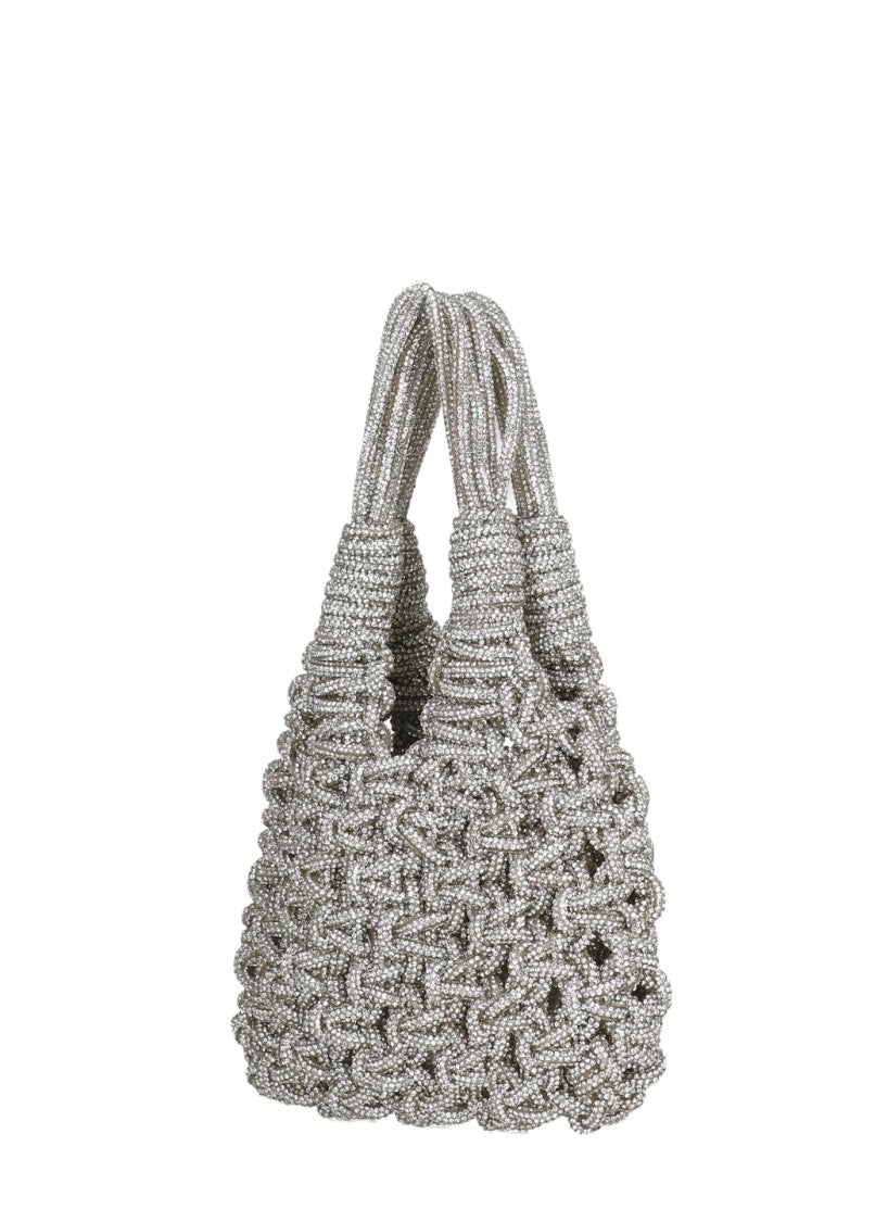 Hibourama Mini Bag With Woven Crystal Design And Tag Logo