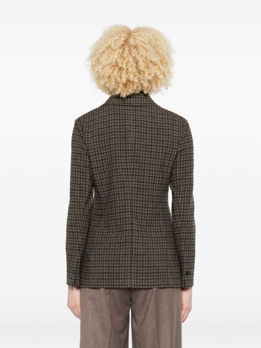 Circolo 1901 Brown Checkered Tailored Jacket In Wool-Cashmere Blend