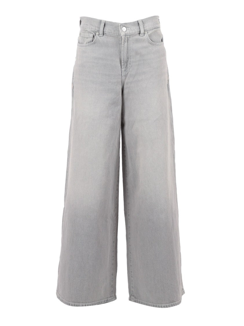 7 For All Mankind High-Waisted Grey Wide-Leg Jeans With Classic Five-Pocket Design