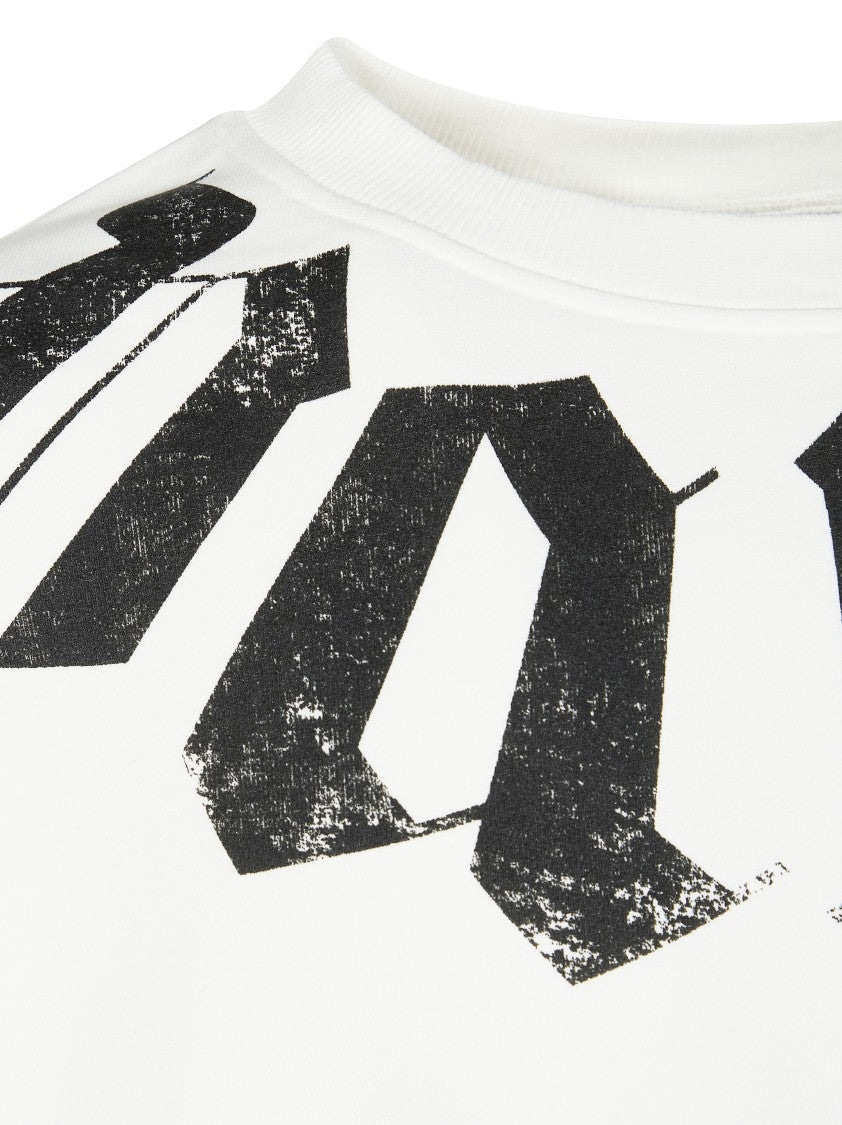 Palm Angels White Big Neck Logo Cropped Sweatshirts