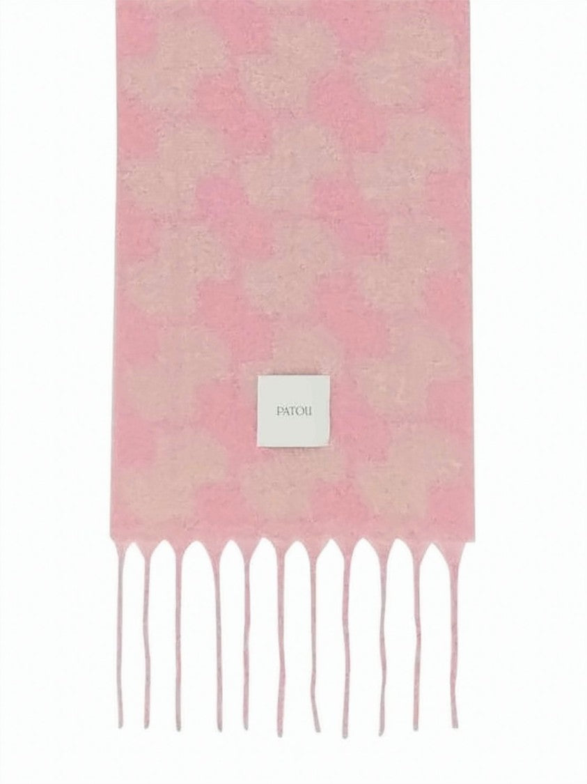 Patou Rectangular Houndstooth Pattern Scarf In Light Pink
