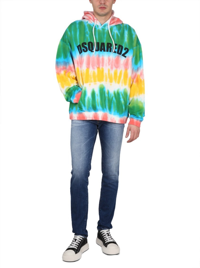 Dsquared2 Tie-Dye Hoodie With Striking Logo Design