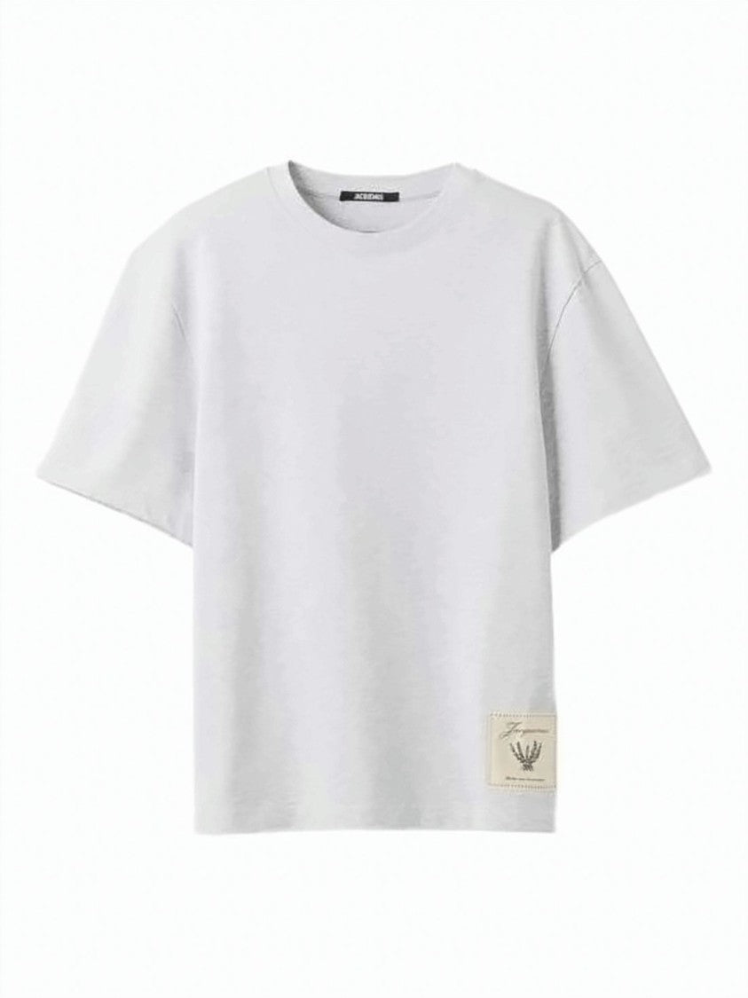 Jacquemus Light Grey Cotton T-Shirt With Embroidered Patch
