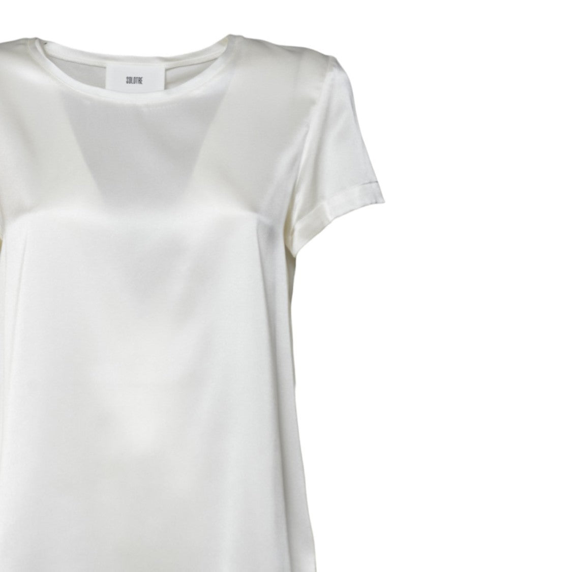 Solotre Cream Satin Crewneck Top