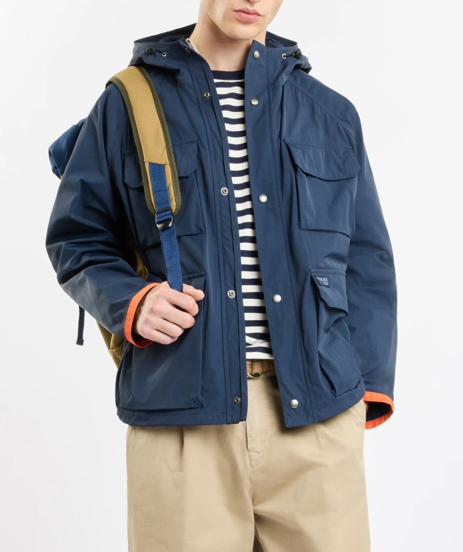 Fay Navy Blue Utilitarian Jacket With Hood