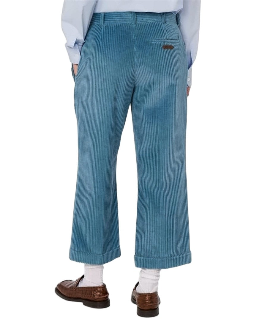 Moschino Cropped Wide-Leg Pants With Textured Corduroy Finish