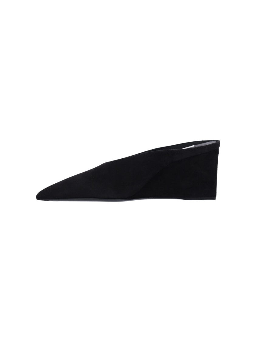 Alaïa Black Cube Pointed-Toe Goat Suede Mules