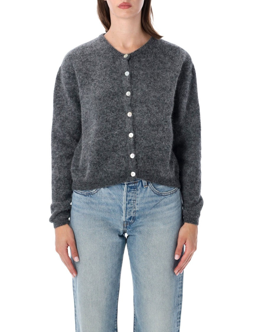 American Vintage Vito Fuzzy Wool-Blend Crewneck Cardigan