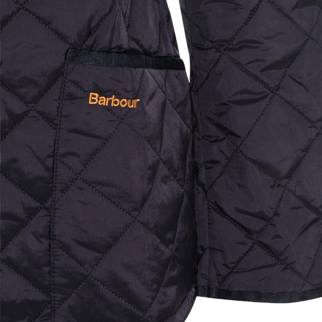 Barbour Quilted Blue Jacket With Corduroy Collar