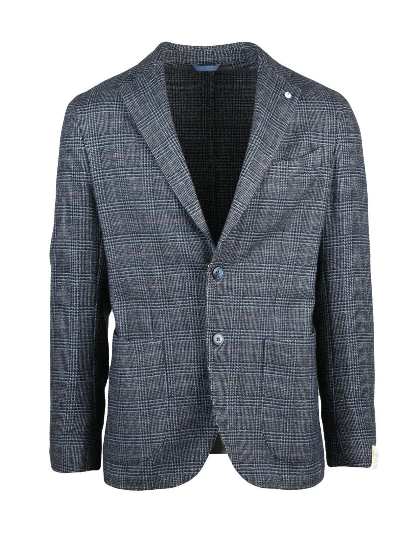 L.B.M. 1911 Rounded Textured Jacket With Checkered Pattern