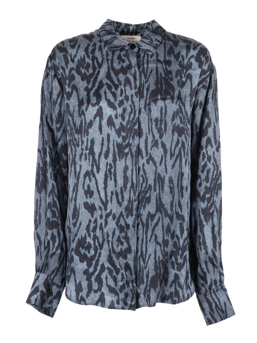 Forte Forte Oversized Satin Shirt With "Moiré" Print