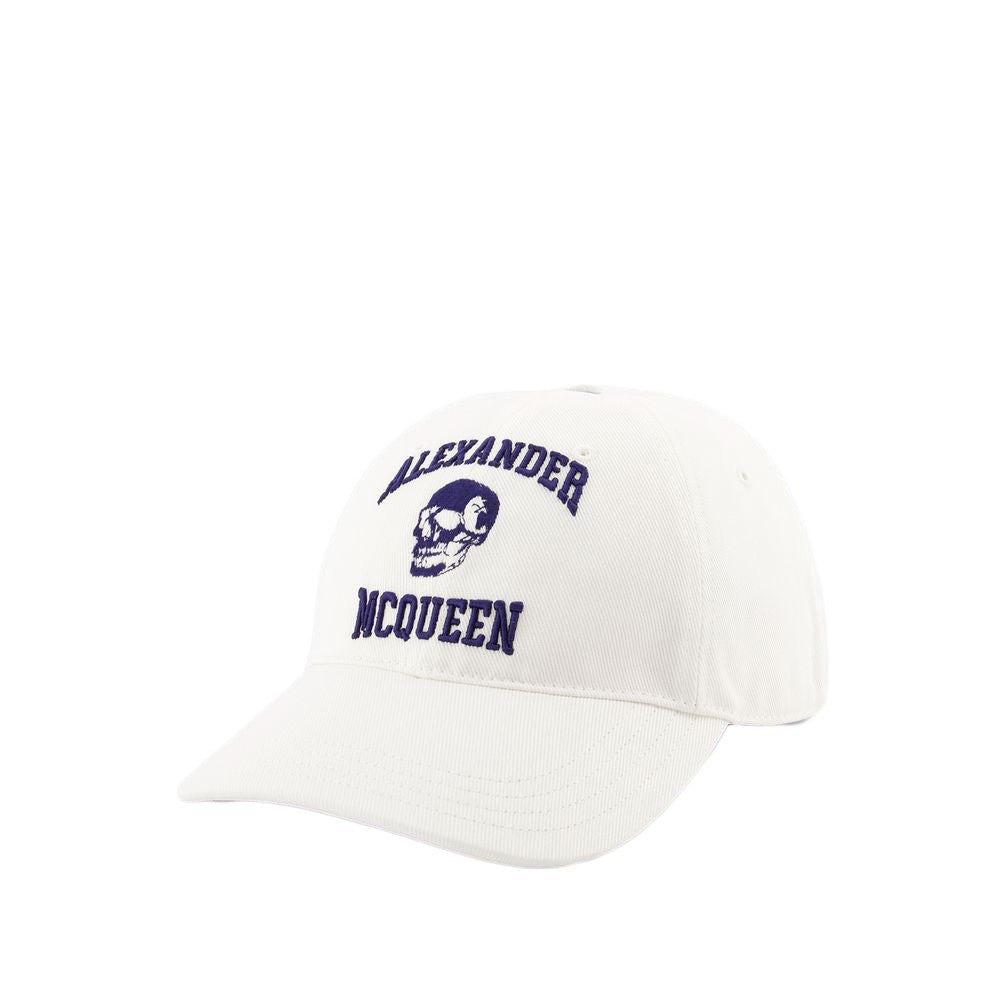 Alexander Mcqueen Varsity Skull Lo Cap - Coton - White