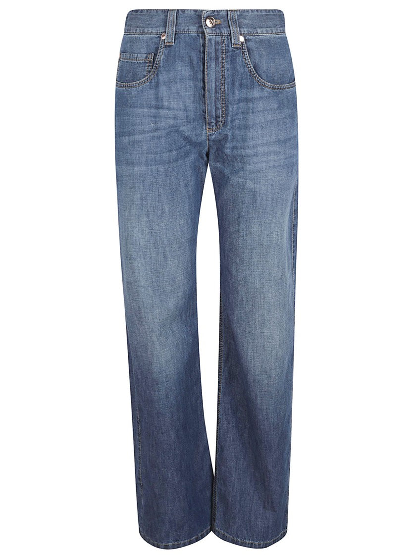 Brunello Cucinelli Straight-Leg Denim With Wash And Whiskering Details