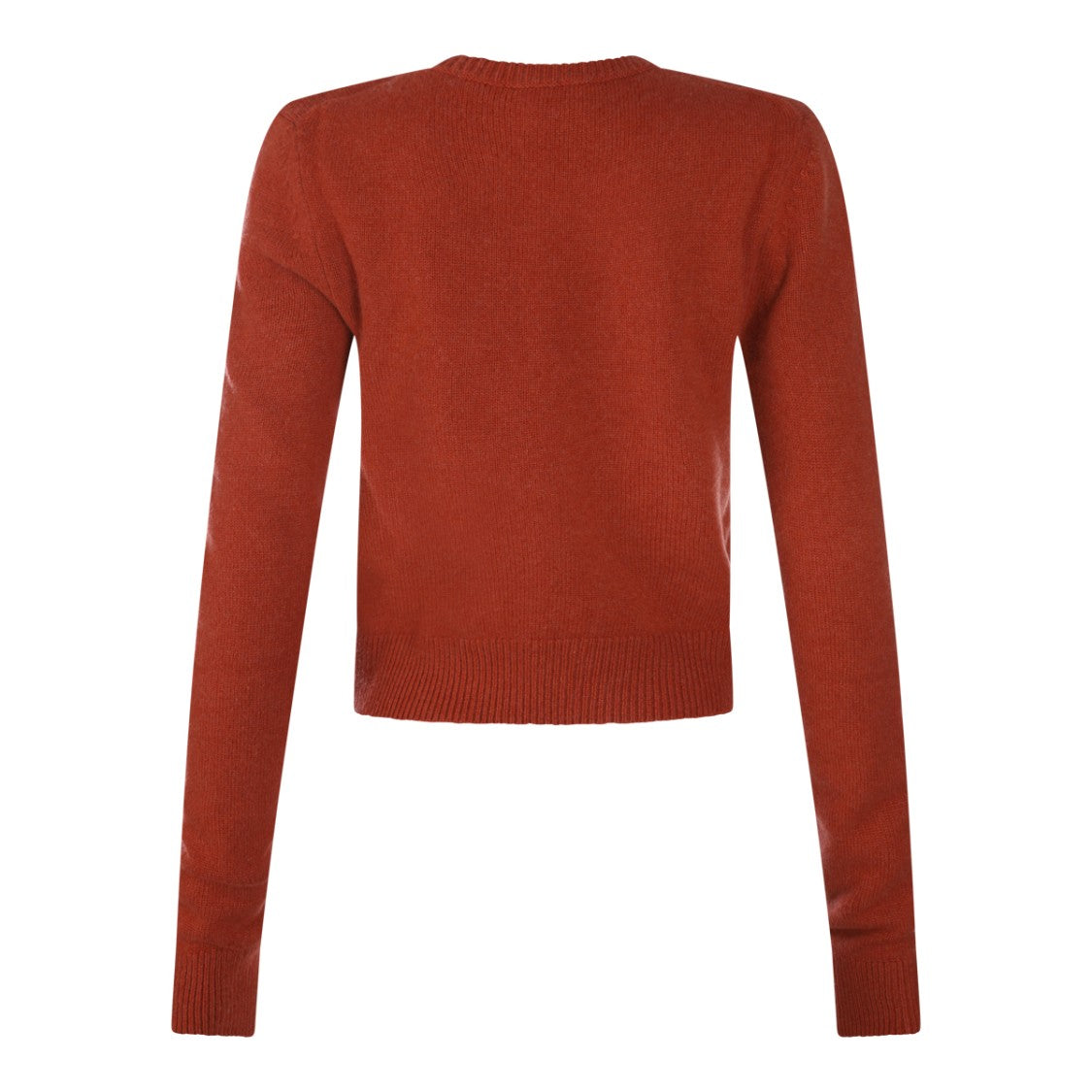 Saint Laurent Cropped Dark Orange Wool Sweater With Ribbed Detailing