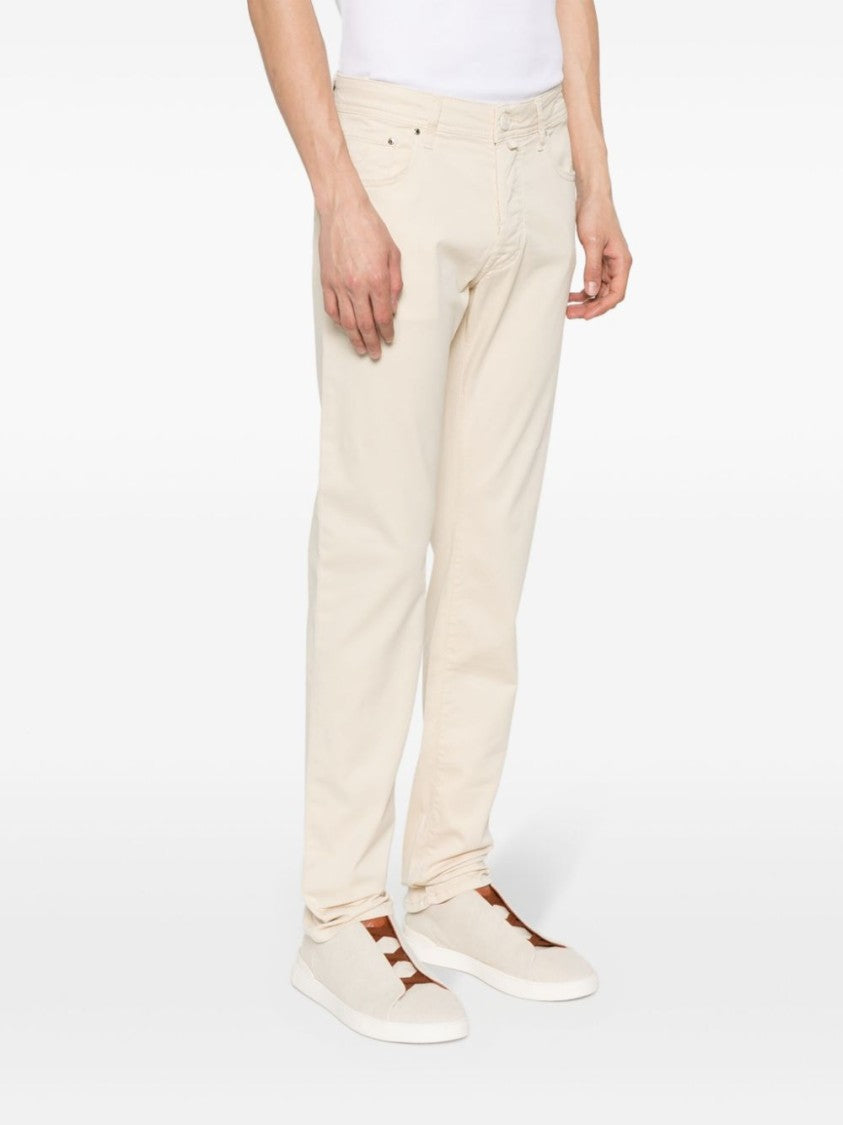 Jacob Cohen Light Beige Cotton Blend Mid-Rise Bard Jeans