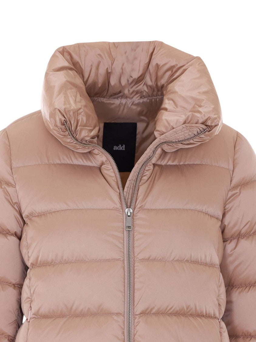 Add Plush Padded Down Cape With High Neck And Zip Closure