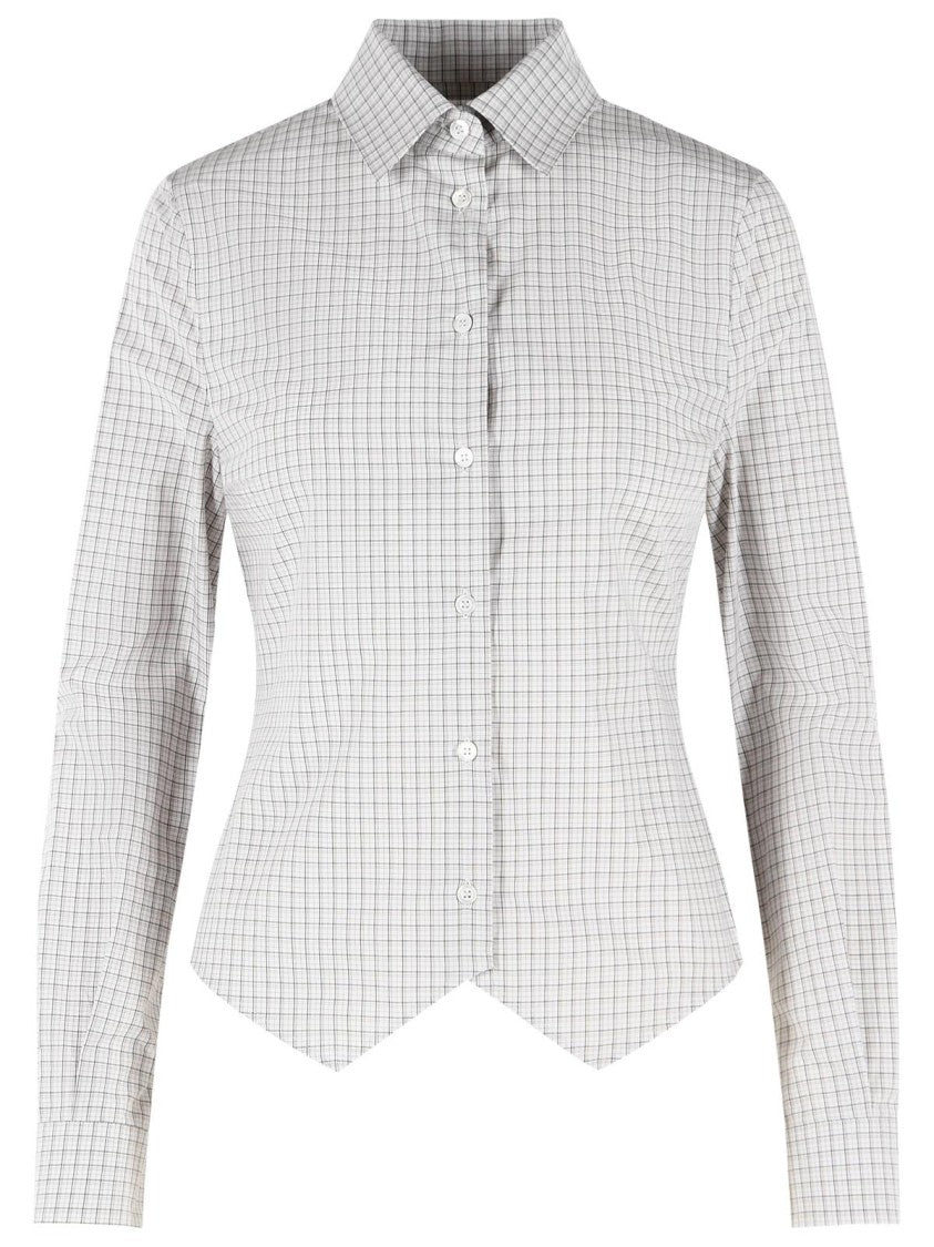 Maison Margiela Beige Checkered Asymmetric Hem Cotton Shirt