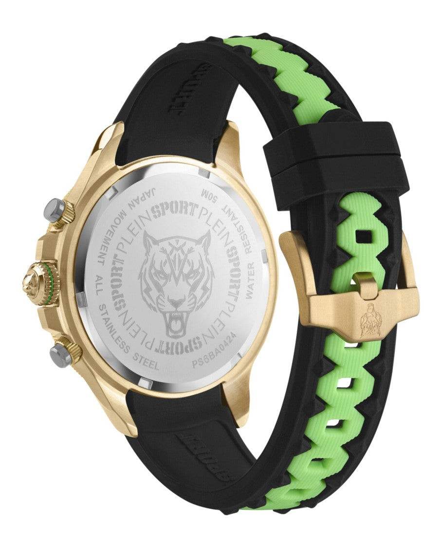 Plein Sport Warrior Tech Chronograph Watch With Ip Yellow Gold Case